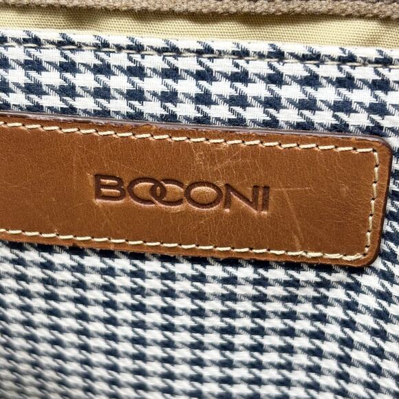 Boconi Messenger Lap Top Bag Flap Front Canvas and Leather Brass Hardware - Picture 12 of 16